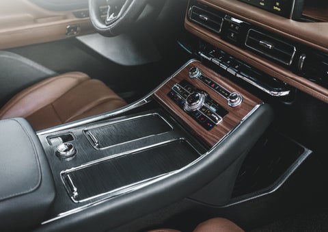 The front center console of a 2024 Lincoln Aviator® SUV is shown | Sheehy Lincoln of Gaithersburg in Gaithersburg MD